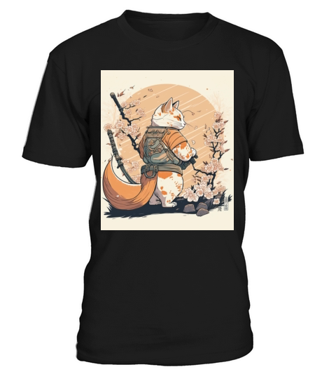 samurai katana cat vintage T-Shirt Unisex