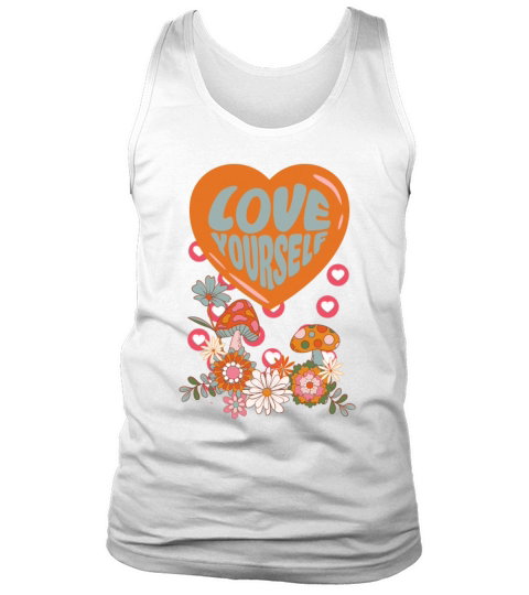 Love yourself retro groovy self care Valentine Tank Top Unisex