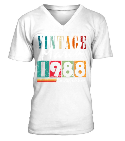 35th birthday man original march vintage 1988 V-Neck T-shirt
