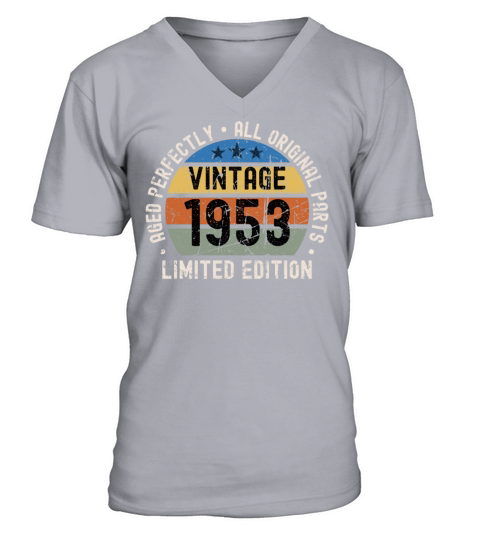 70th Birthday Vintage 1953 V-Neck T-shirt
