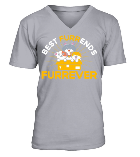 Best Furrends Furrever Kitten Quotes Cat Lover Gif V-Neck T-shirt