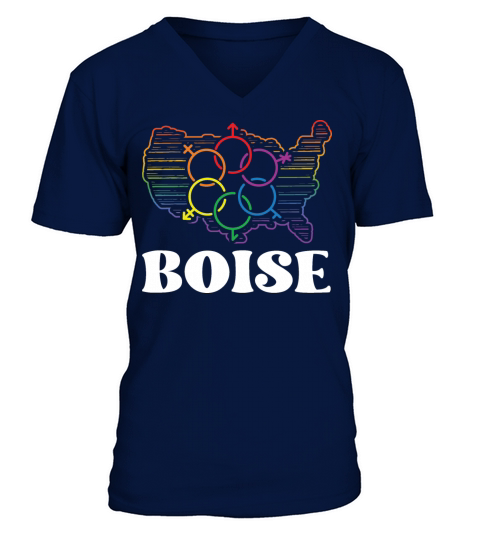 Boise Pride Flag Pride Month LGBTQ Flag LGBT Commu V-Neck T-shirt