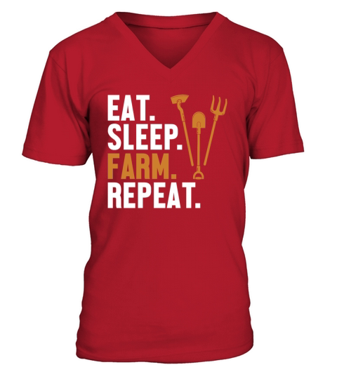 Eat Sleep Farm Repeat Rancher Agribusiness Farmer V-Neck T-shirt