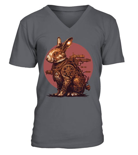 Steampunk Rabbit Vintage Bunny Machine Mechanical V-Neck T-shirt