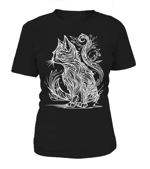 Tattoo Lines Tribal Style Vintage Cat Women's T-Shirt