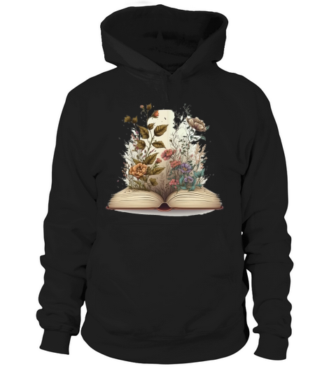 flowers growing from book vintage style Hoodie Unisex