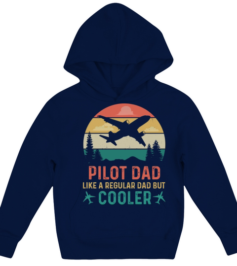 Pilot Dad Aviator Flying Airplane Retro Vintage Kids Hoodie