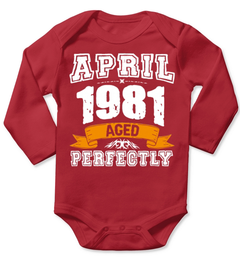 April 1981 Vintage Birthday Present Long Sleeve Baby One-Piece