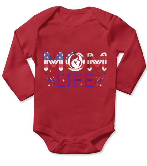 Mom Life 4th July Graphic Long Sleeve Baby One-Piece