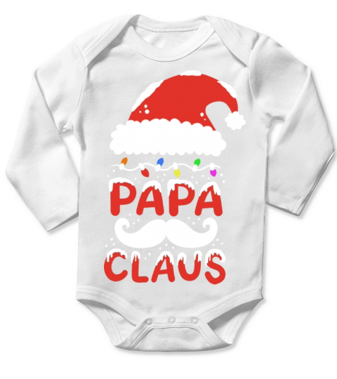 Papa Claus Santa Christmas Father Long Sleeve Baby One-Piece