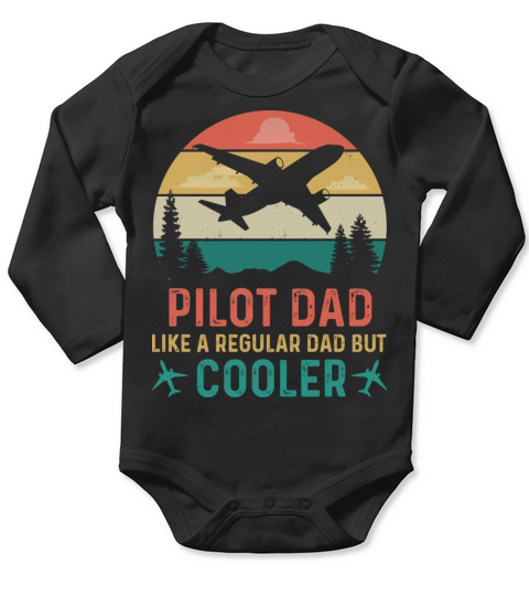 Pilot Dad Aviator Flying Airplane Retro Vintage Long Sleeve Baby One-Piece