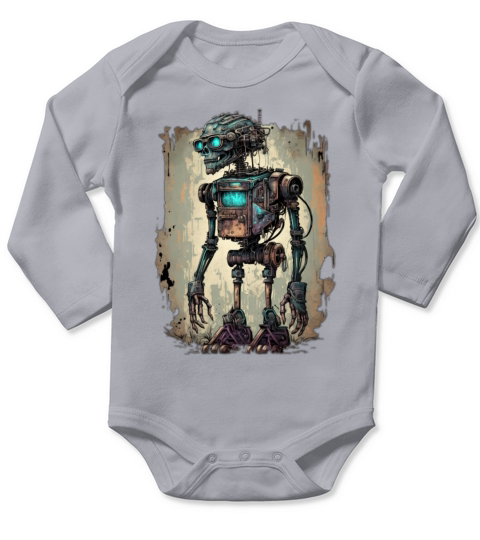 vintage robot Long Sleeve Baby One-Piece