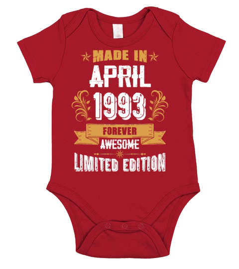 April 1993 Vintage Birthday Present Short Sleeve Baby One-Piece