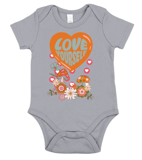 Love yourself retro groovy self care Valentine Short Sleeve Baby One-Piece