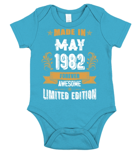 May 1982 Vintage Birthday Present Short Sleeve Baby One-Piece