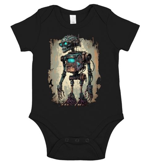 vintage robot Short Sleeve Baby One-Piece
