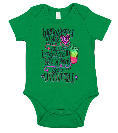 WITH JESUS IN HER HEART Short Sleeve Baby One-Piece