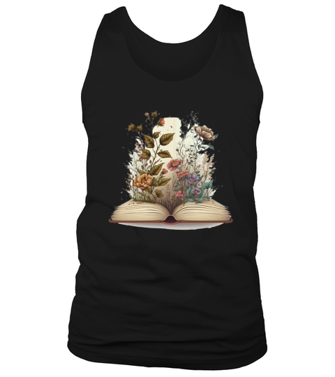 flowers growing from book vintage style Tank Top Unisex