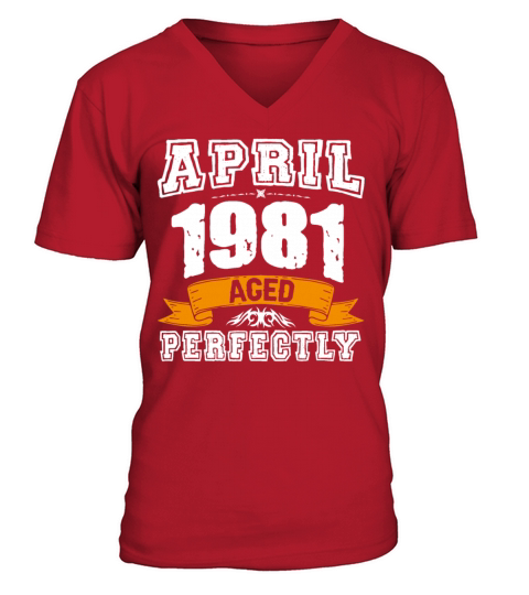 April 1981 Vintage Birthday Present V-Neck T-shirt