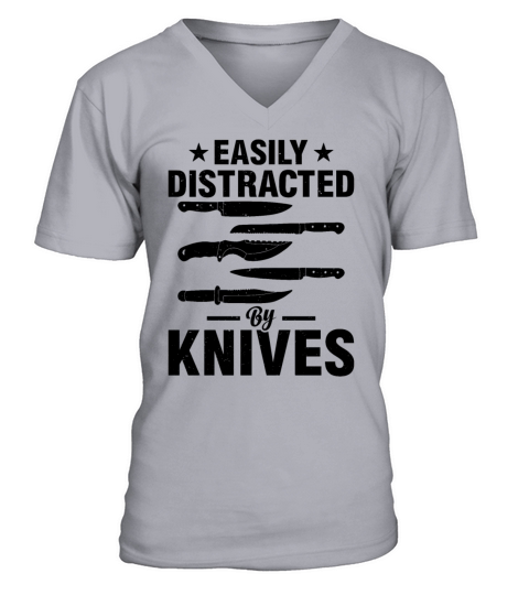 Easily Distracted By Knives Chefs Tools Chefs Cook V-Neck T-shirt