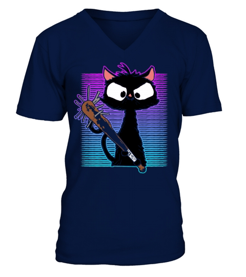 Halloween Retro Cat Vintage Cat V-Neck T-shirt