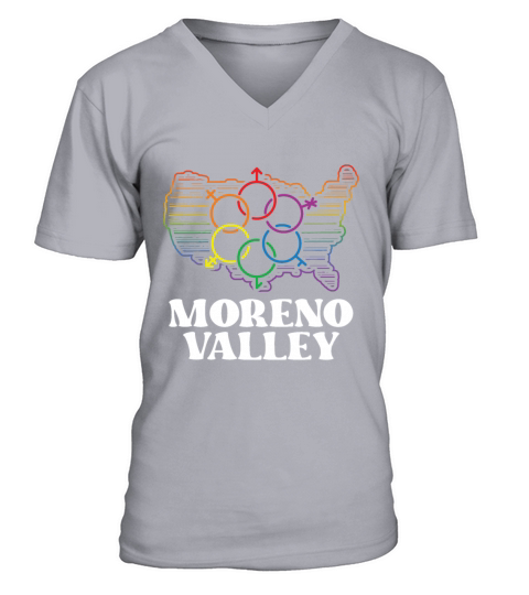 Moreno Valley Pride Flag Pride Month LGBTQ Flag V-Neck T-shirt