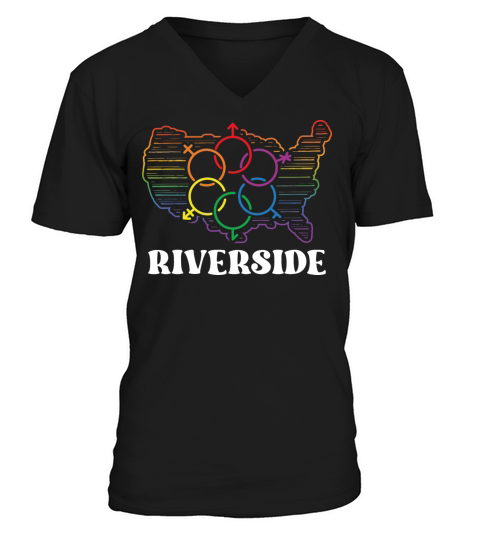 Riverside Pride Month Pride Flag LGBT Community LG V-Neck T-shirt