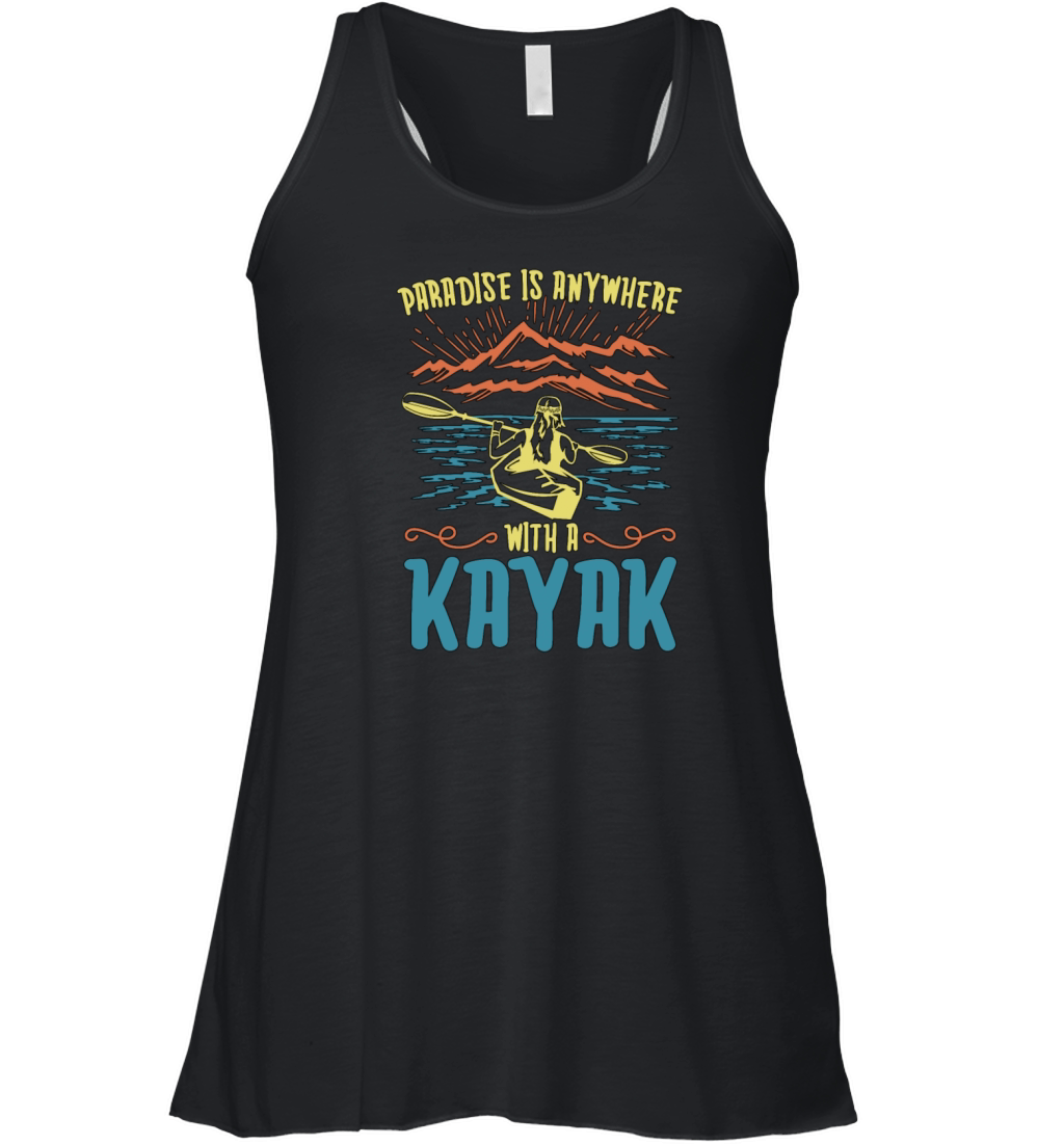 Kayaking Paradise Is Anywhere Canoeing Kayak Lover Women's Flowy Tank Top