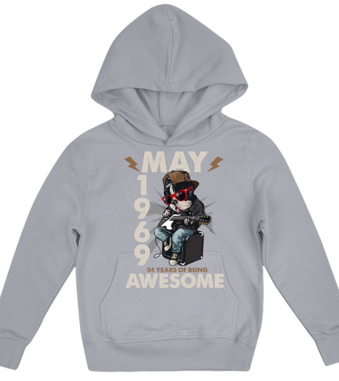 Vintage 54th Birthday Decorations May 1969 54 Years Old Mens Kids Hoodie