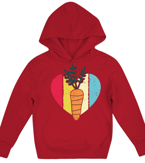 Vintage Carrot Heart Distressed Kids Hoodie
