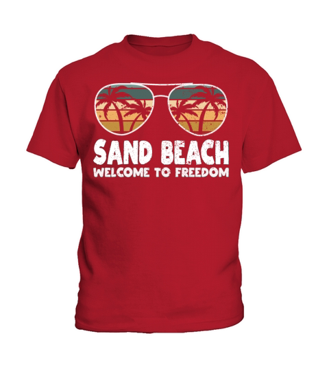 Sand Beach Welcome to Freedom Vacation Sayings Tri Kids T-Shirt