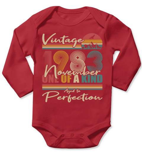 40th birthday november 1983 vintage 1983 Long Sleeve Baby One-Piece