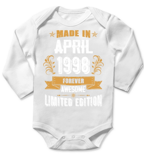 April 1998 Vintage Birthday Present Long Sleeve Baby One-Piece