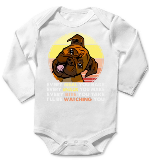 Funny Dog - Ill Be Watching You Dog Long Sleeve Baby One-Piece
