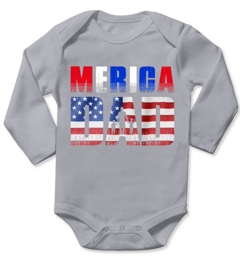 Merica Dad 4th July Graphic Long Sleeve Baby One-Piece