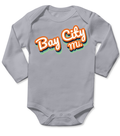 Retro Vintage Bay City Mi Long Sleeve Baby One-Piece