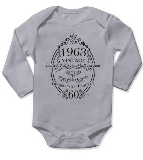 Vintage 1963 Birthday Sayings Long Sleeve Baby One-Piece