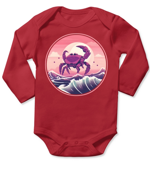 Vintage 80s 90s Nostalgic Crab Lovers Long Sleeve Baby One-Piece