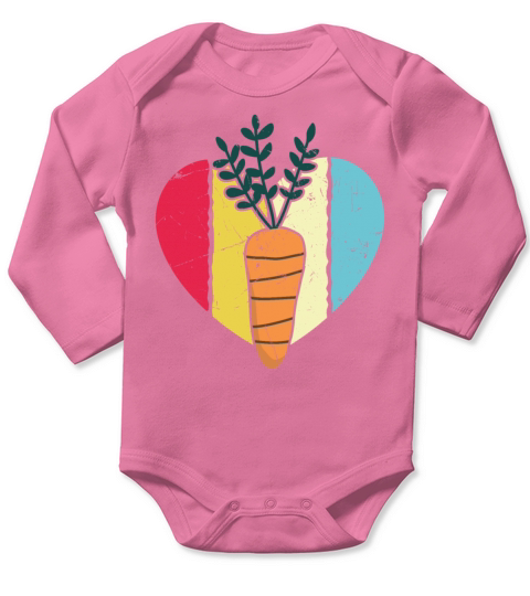 Vintage Carrot Heart Distressed Long Sleeve Baby One-Piece