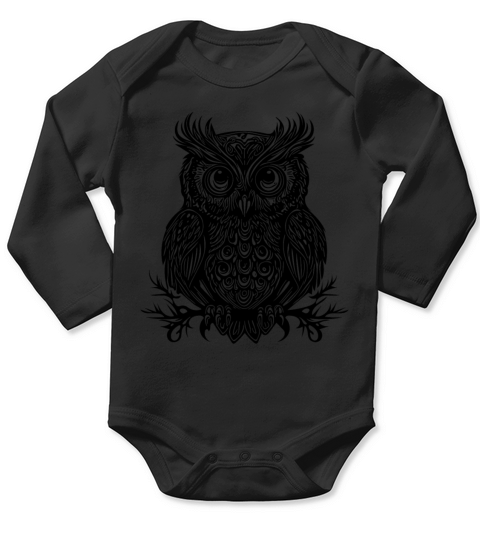 Vintage Owl With Big Eyes Long Sleeve Baby One-Piece