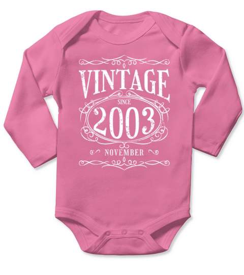 Vintage since November 2003 - Birthday Present Long Sleeve Baby One-Piece