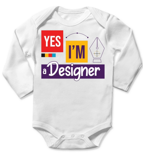 Yes i am a designer Long Sleeve Baby One-Piece