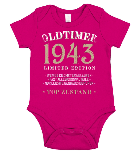 80th Birthday Vintage 1943 Short Sleeve Baby One-Piece