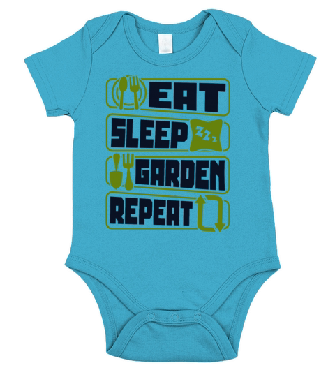 Eat Sleep Garden Repeat Horticulture Ideas Short Sleeve Baby One-Piece