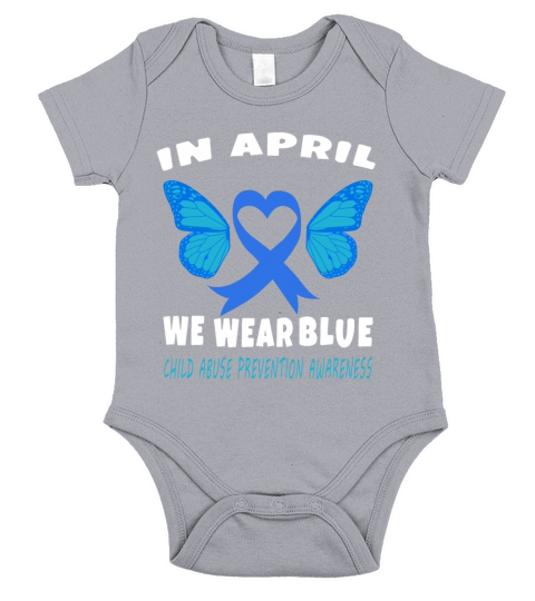 In April We Wear Blue Child Abuse Prevention Aware Short Sleeve Baby One-Piece
