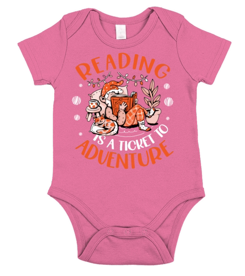 Reading Is A Ticket To Adventure Bookworm Book Short Sleeve Baby One-Piece