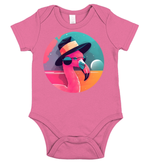 Vintage 80s 90s Nostalgic Flamingo Lovers Short Sleeve Baby One-Piece