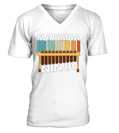 Marimba Ninja Retro Vibraphone Marimba Player V-Neck T-shirt