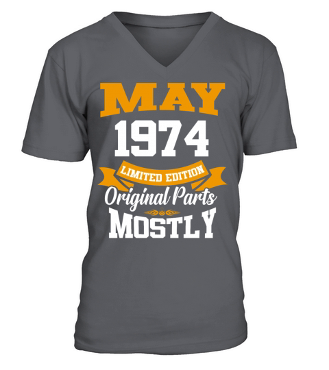 May 1974 Vintage Birthday Present V-Neck T-shirt