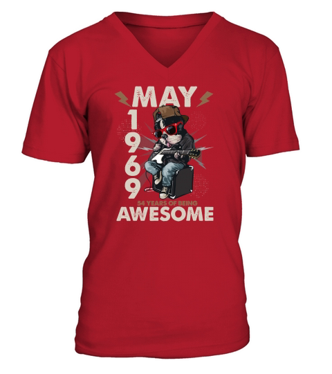 Vintage 54th Birthday Decorations May 1969 54 Years Old Mens V-Neck T-shirt